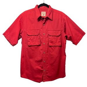 Red Head Brand‎ Mens Medium Red Short Sleeve Button Up Shirt Pockets Outdoor